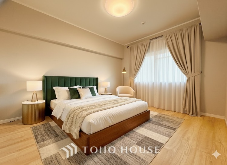 内装 ＊配置してある家具や小物はCGによるイメージ画像です。寝室は一日の疲れを癒す大切な空間。快適で落ち着けるおすすめの間取りです。