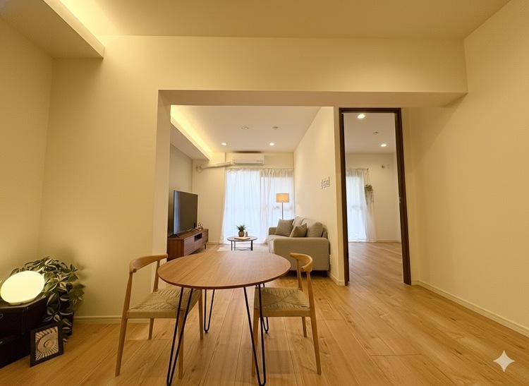 内装 【LIVING】◆煌びやか◆愛おしい家族との団欒の時間をより一層幸せなものに感じさせる煌びやかなLDK。輝かしい毎日が待っています。※この画像の家具の配置には、CGによる加工を施しております。