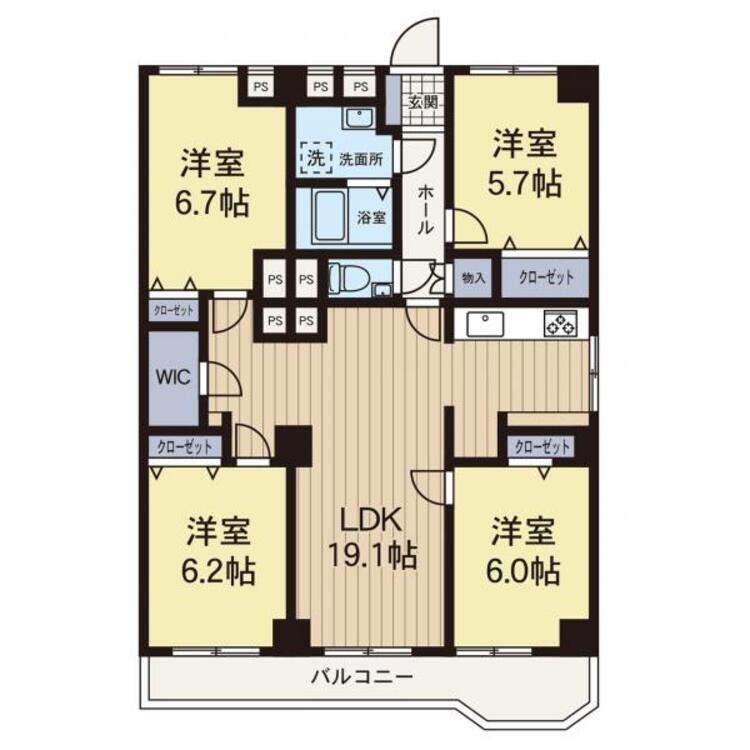 間取り 【間取り図】収納や設備も充実の広々とした4LDKタイプのお部屋です♪