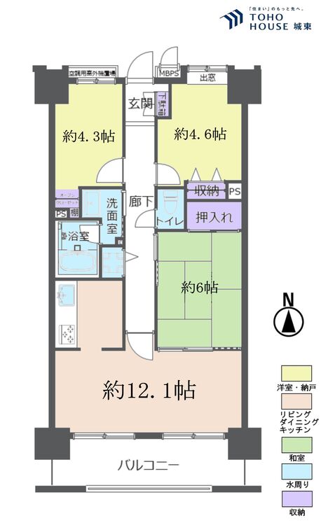 間取り ２ＳＬＤＫ、専有面積６２．４９平米、バルコニー面積平米