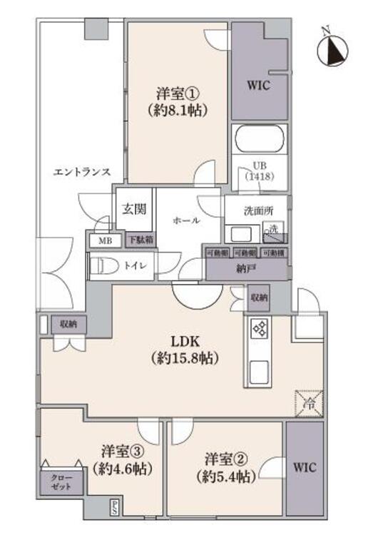 間取り 15帖以上の広々リビングは自然とご家族が集まる空間