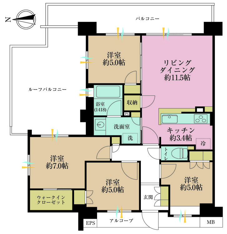 その他 4LDK、専有面積81.17m2、バルコニー面積11.25m2
