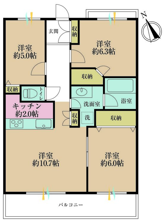 その他 3LDK、専有面積67.32m2、バルコニー面積9.9m2