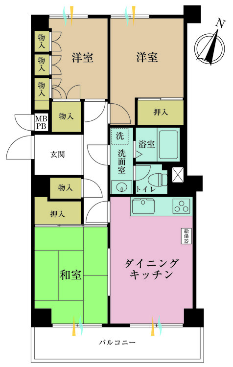 その他 3DK、専有面積61.65m2、バルコニー面積7.18m2