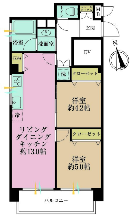 その他 2LDK、専有面積52.92m2、バルコニー面積6.48m2