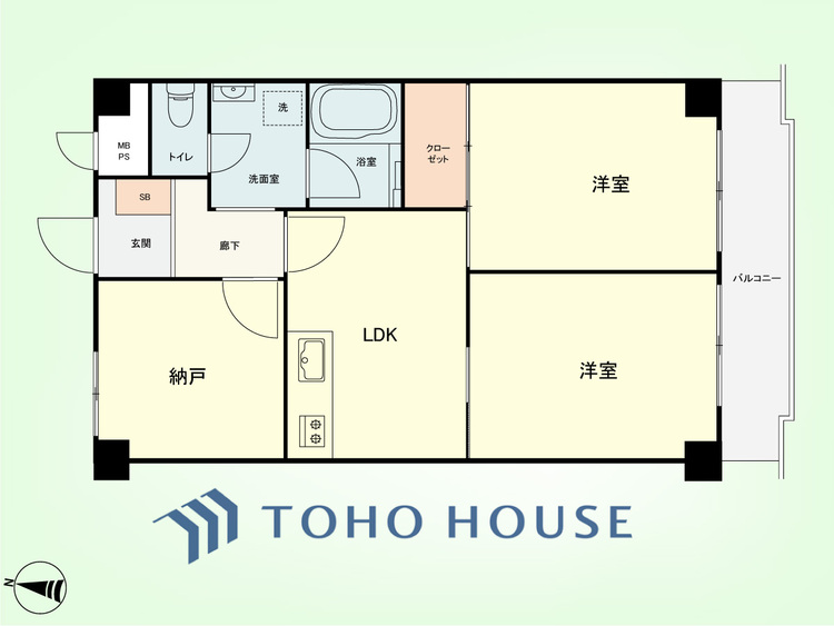間取り 2SDK　専有面積50.60平米、バルコニー面積5.88平米