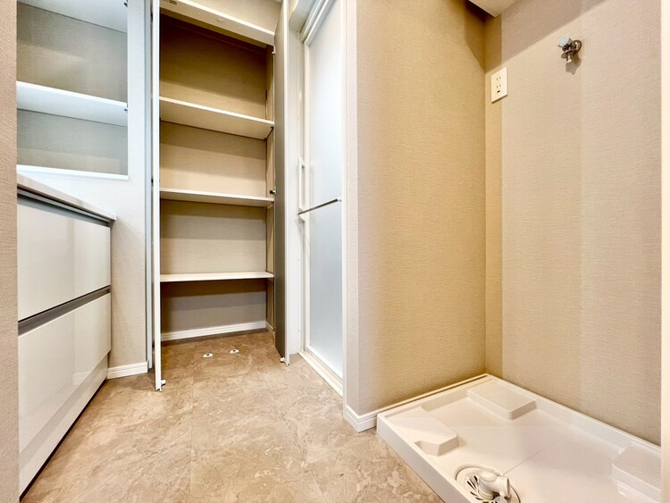 洗面 十分な広さの脱衣所。