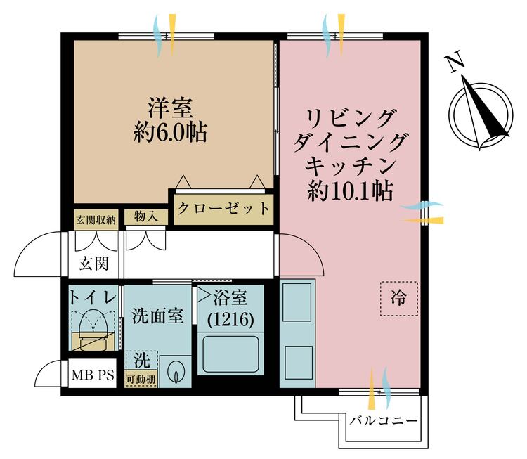 間取り 1LDK、専有面積40.25m2