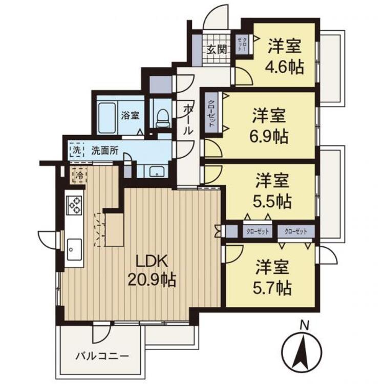 間取り 【間取り図】LDK部分は20帖超の広々とした4LDK♪