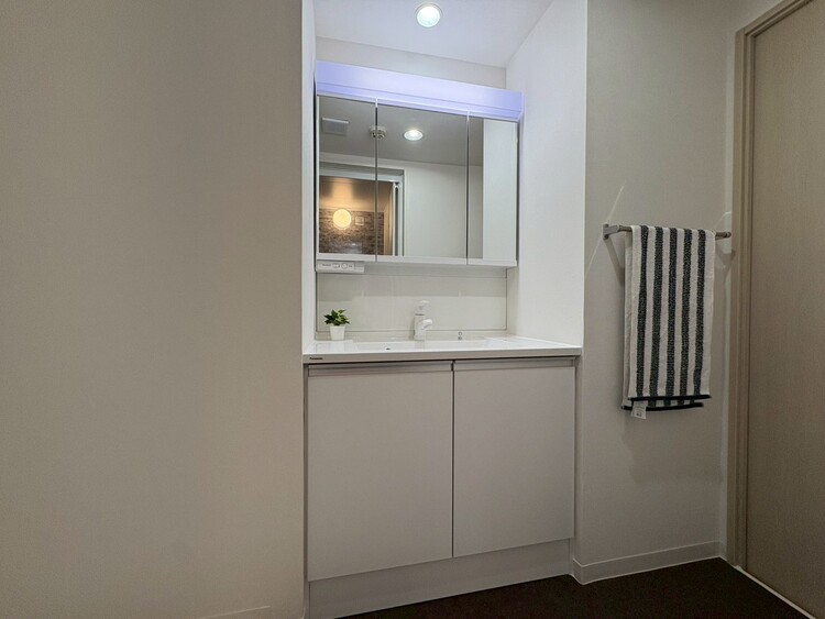 洗面 何かと物が増える場所だからこそ、スッキリと見映えの良い空間に。