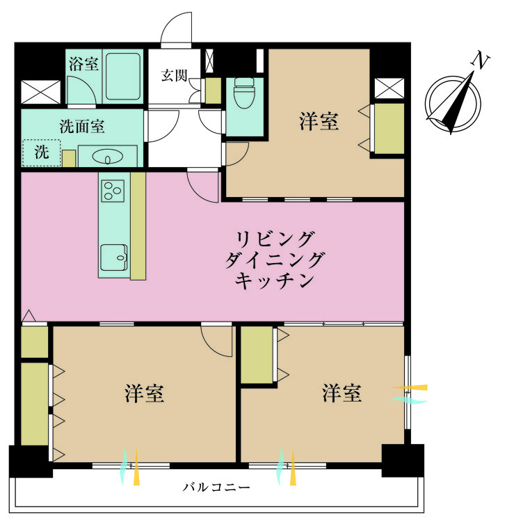 その他 3LDK、専有面積80.63m2、バルコニー面積10.68m2
