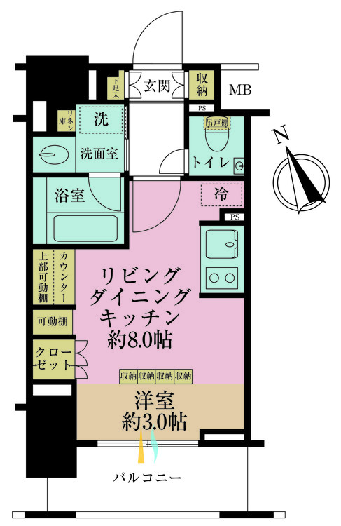 その他 1LDK、専有面積30.03m2、バルコニー面積5.12m2