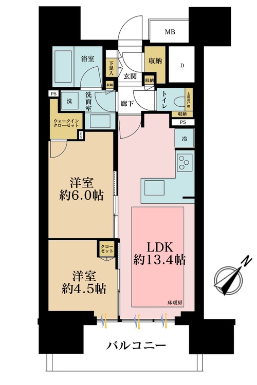 その他 2LDK、専有面積54.15m2、バルコニー面積11.2m2