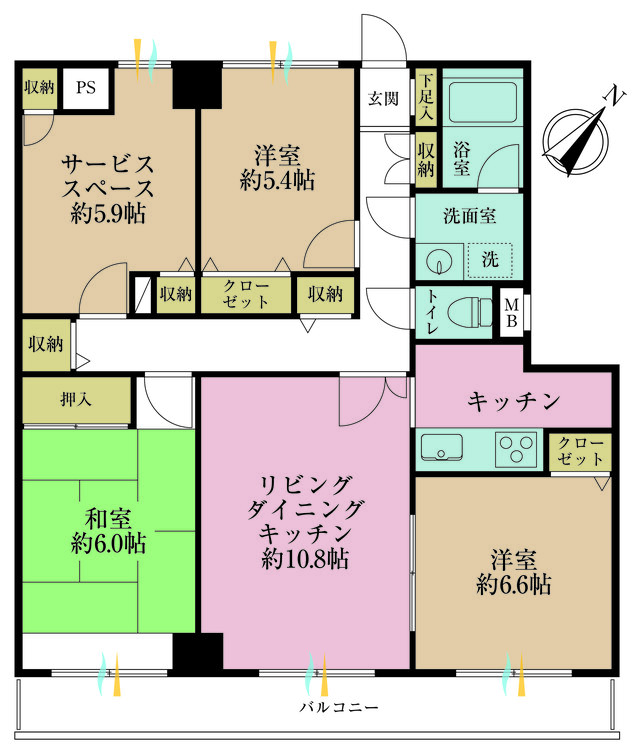 その他 3LDK+S（納戸）、専有面積89m2、バルコニー面積10.56m2