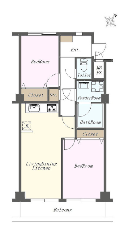 その他 2LDK、専有面積54.38m2、バルコニー面積7.02m2
