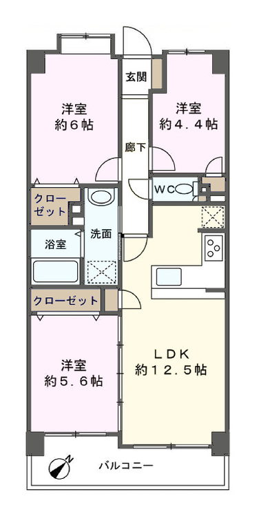 その他 3LDK、専有面積63.25m2、バルコニー面積7.59m2