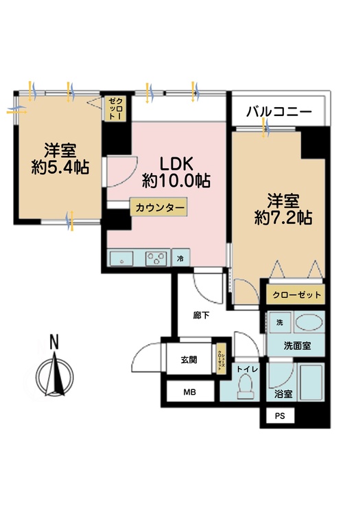 その他 2LDK、専有面積53.09m2、バルコニー面積2.7m2