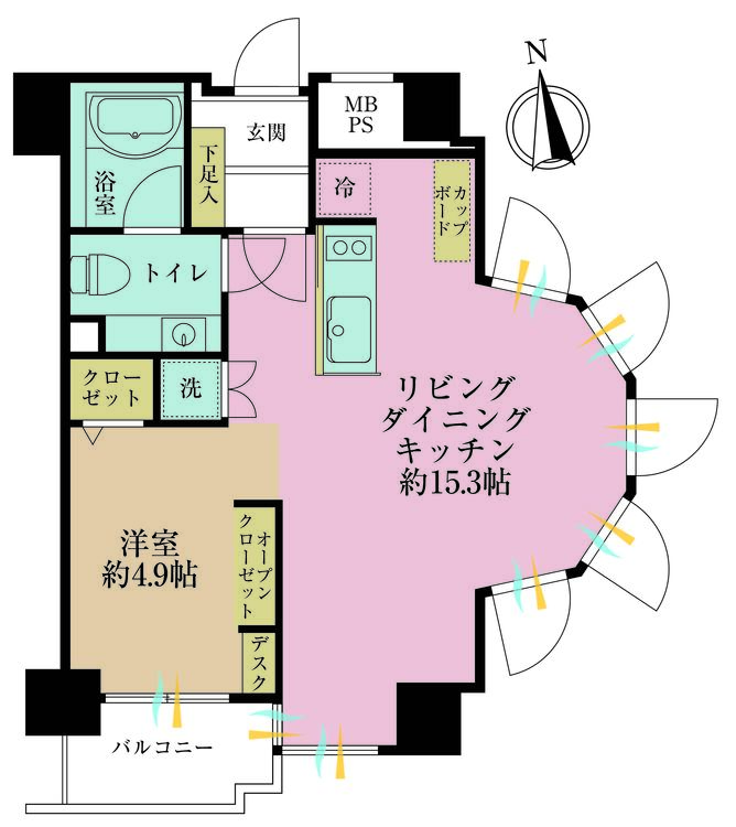 その他 1LDK、専有面積43.51m2、バルコニー面積3.21m2