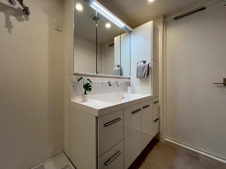 洗面 何かと物が増える場所だからこそ、スッキリと見映えの良い空間に。