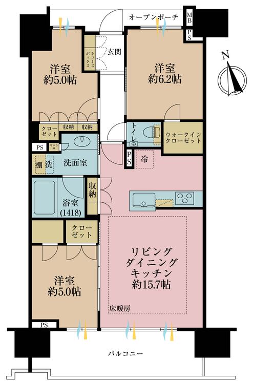 その他 3LDK、専有面積71.71m2、バルコニー面積11.34m2