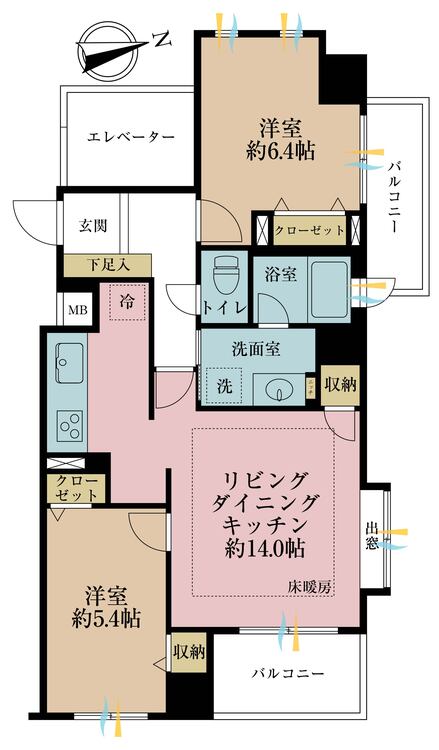 その他 2LDK、専有面積60.13m2、バルコニー面積7.7m2