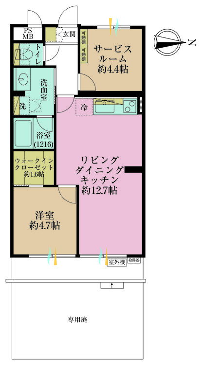 その他 1LDK+S（納戸）、専有面積51.3m2、バルコニー面積5.4m2