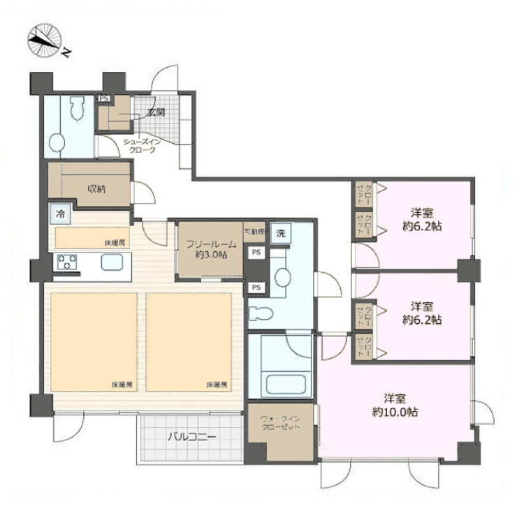 その他 3LDK、専有面積136.47m2、バルコニー面積5.55m2