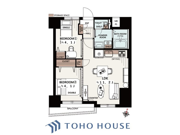 間取り 空間演出に拘り整然とセンス良く纏められた室内。