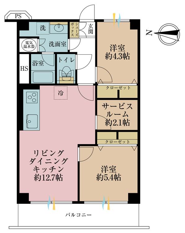 その他 2LDK+S（納戸）、専有面積56m2、バルコニー面積7.84m2