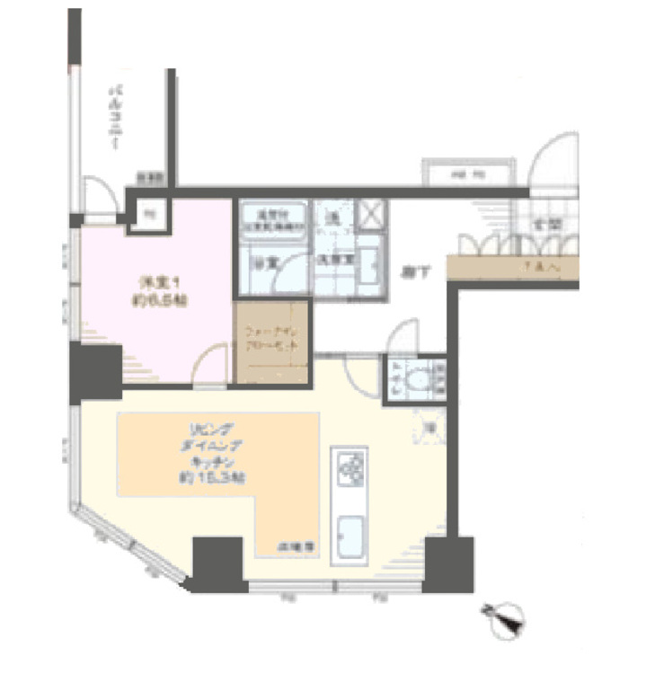 その他 1LDK、専有面積55m2、バルコニー面積6.2m2