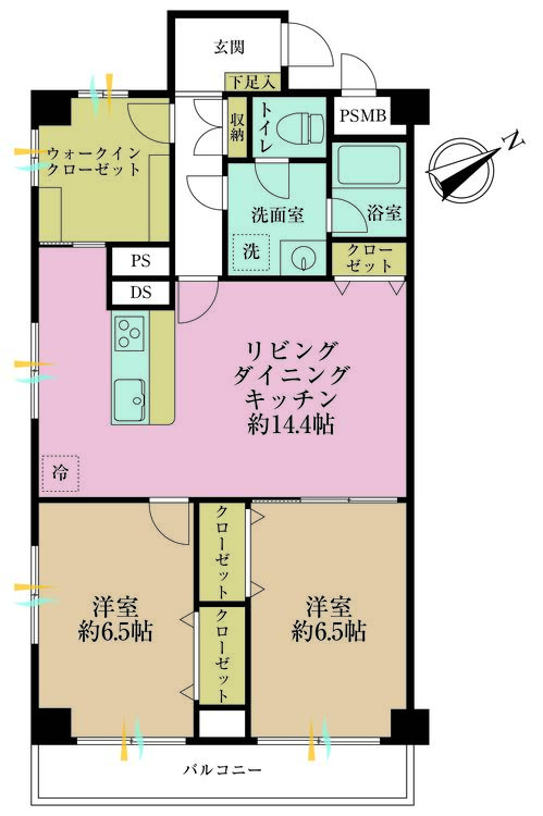 その他 2LDK、専有面積70.6m2、バルコニー面積6.3m2