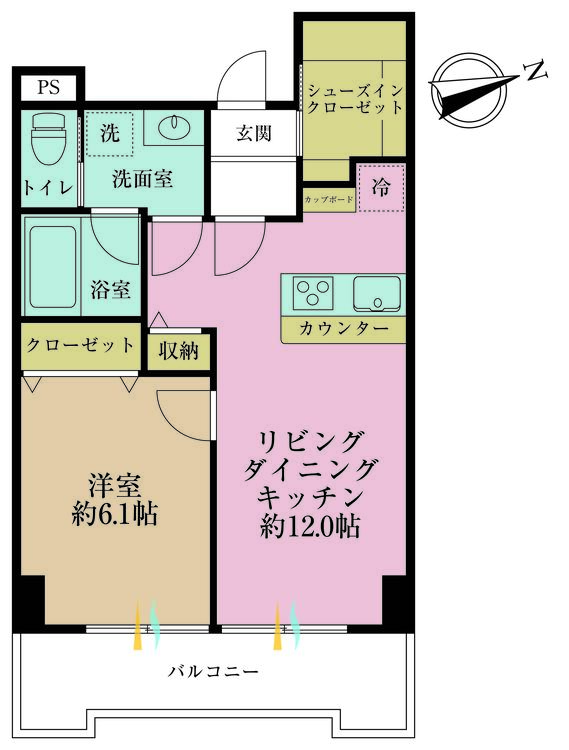 その他 1LDK、専有面積44.04m2、バルコニー面積6.9m2