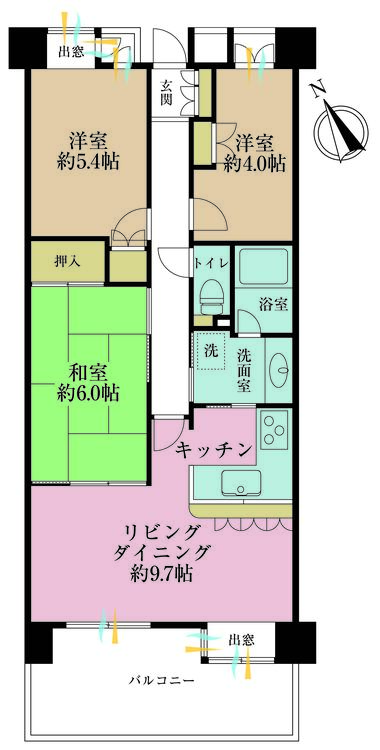 その他 3LDK、専有面積62.4m2、バルコニー面積12m2