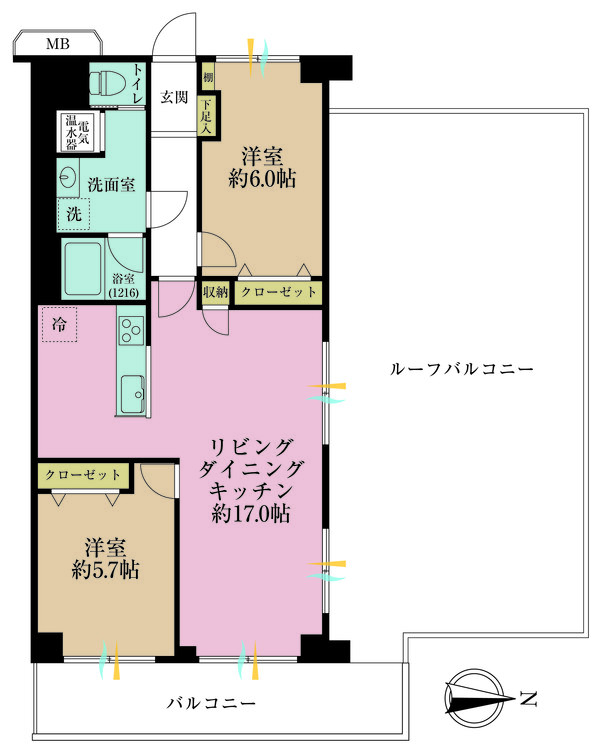 その他 2LDK、専有面積64.4m2、バルコニー面積9.94m2