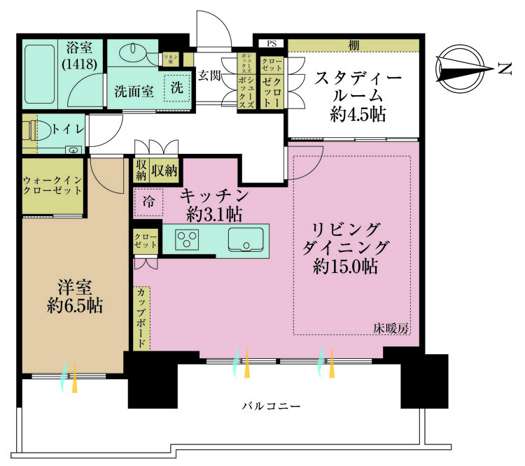 その他 2LDK、専有面積67.44m2、バルコニー面積16.52m2