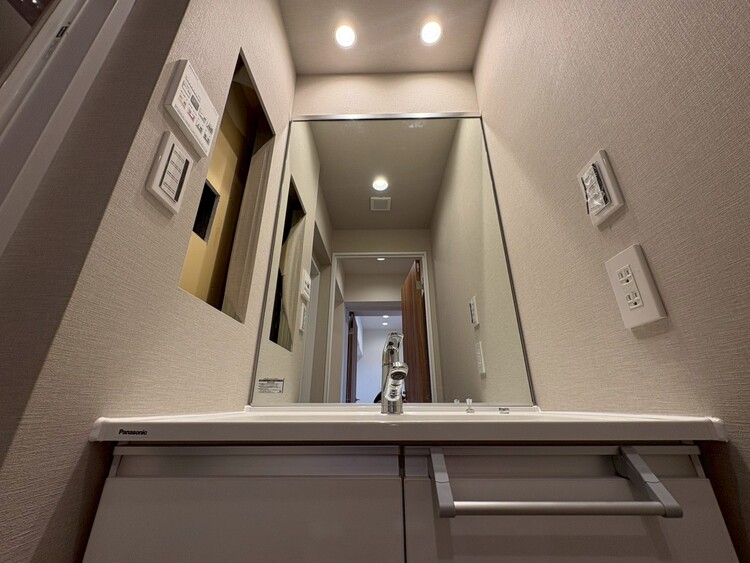 洗面 何かと物が増える場所だからこそ、スッキリと見映えの良い空間に。