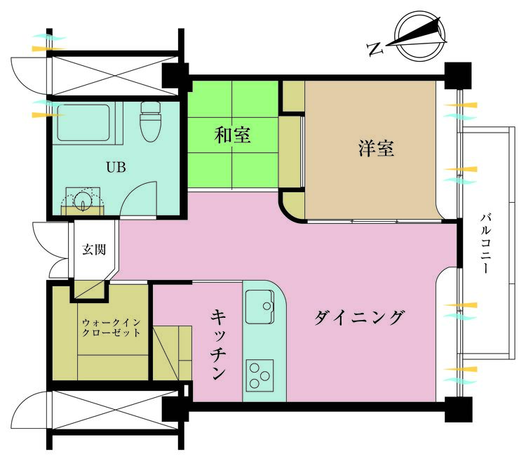 その他 2LDK、専有面積48.79m2、バルコニー面積3.08m2