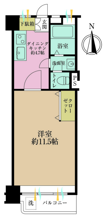 その他 1DK、専有面積34.56m2、バルコニー面積3.15m2