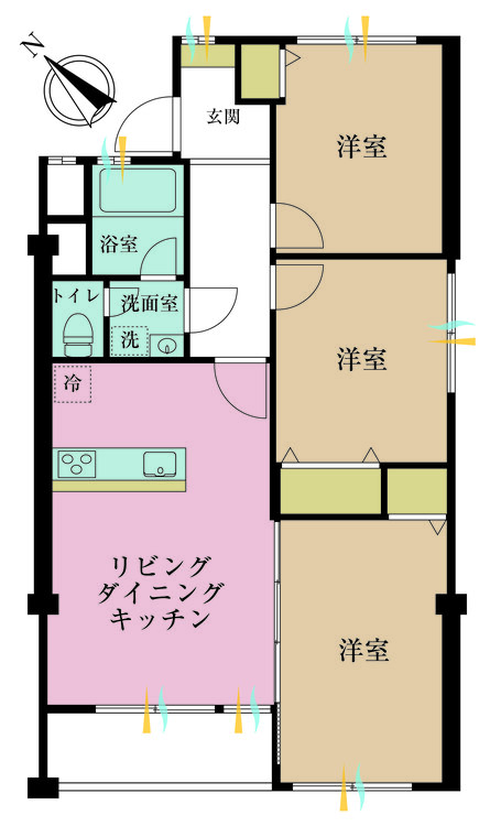 その他 3LDK、、専有面積62.01m2、バルコニー面積4.32m2