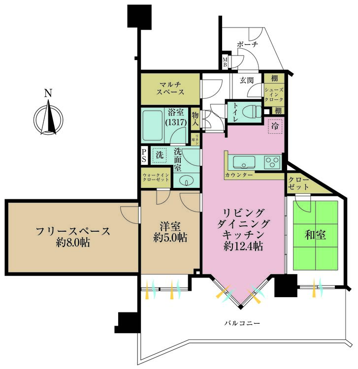 その他 2LDK+S（納戸）、専有面積56.2m2、バルコニー面積19.1m2