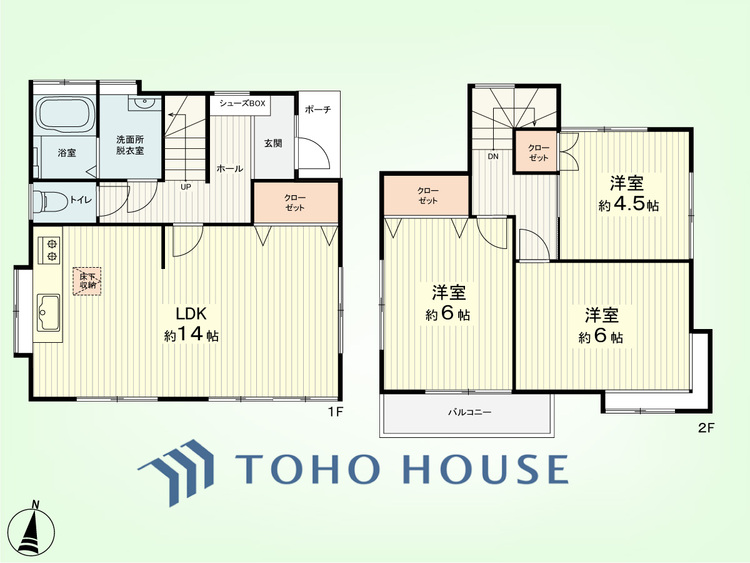 間取り 3LDK　建物面積72.09平米、土地面積70.18平米