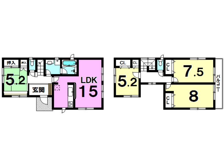間取り 4LDK【建物面積98.41m2(29.76坪)】南向きの庭のあるお家です♪