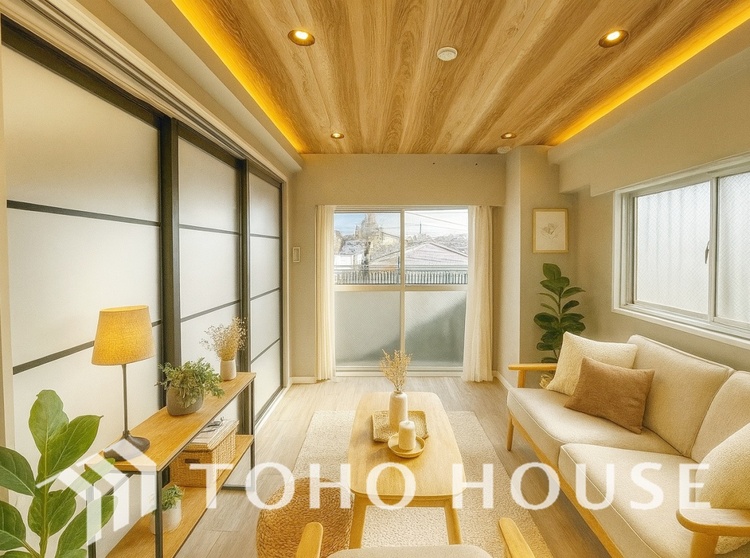 内装 ＊配置してある家具や小物はCGによるイメージ画像です。叶えたかったのは落ち着きのあるナチュラルな風合い、そして開放感があるリビング。