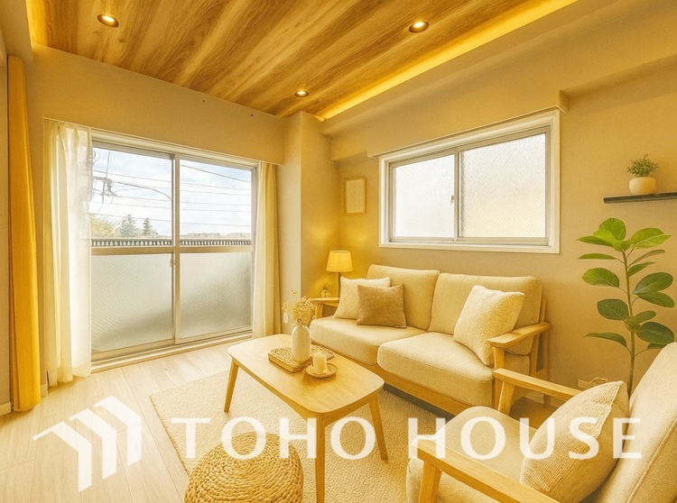 内装 ＊配置してある家具や小物はCGによるイメージ画像です。◆サンサンと◆差し込む太陽の光がこのリビングに笑いをもたらす.