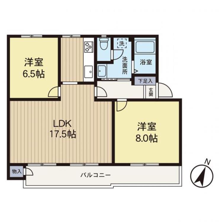 間取り 【間取り図】南向きで陽当たり良好な間取りでございます。