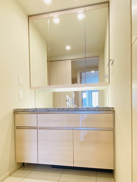 洗面 何かと物が増える場所だからこそ、スッキリと見映えの良い空間に。