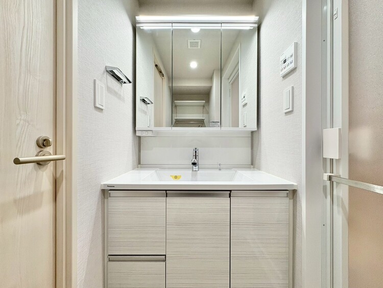 洗面 何かと物が増える場所だからこそ、スッキリと見映えの良い空間に。