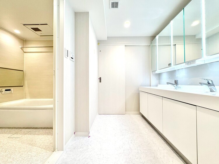 洗面 清潔感と心地よさを重視した、上質感漂うパウダールーム。