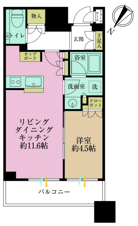 その他 1LDK、専有面積41.08m2、バルコニー面積1m2