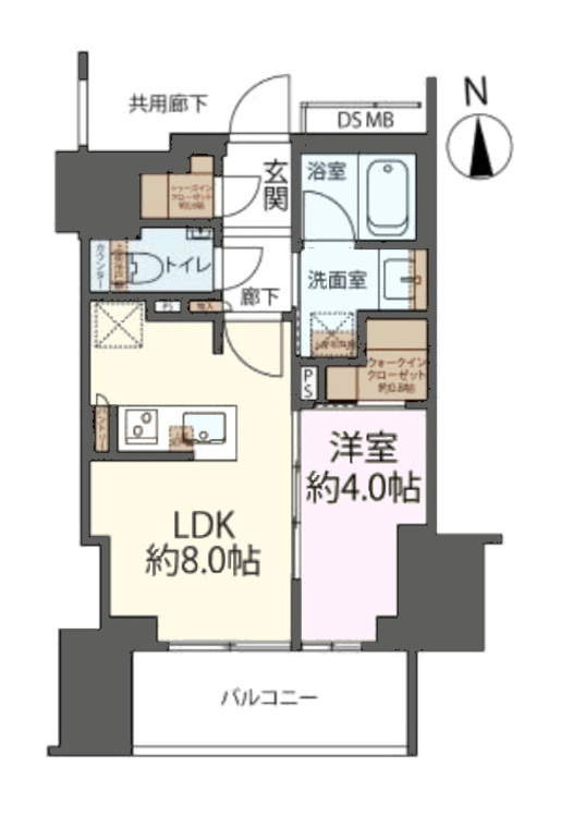 その他 1LDK、専有面積33.51m2、バルコニー面積6.45m2